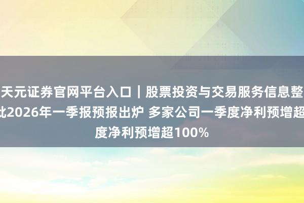 天元证券官网平台入口｜股票投资与交易服务信息整理 首批2026年一季报预报出炉 多家公司一季度净利预增超100%